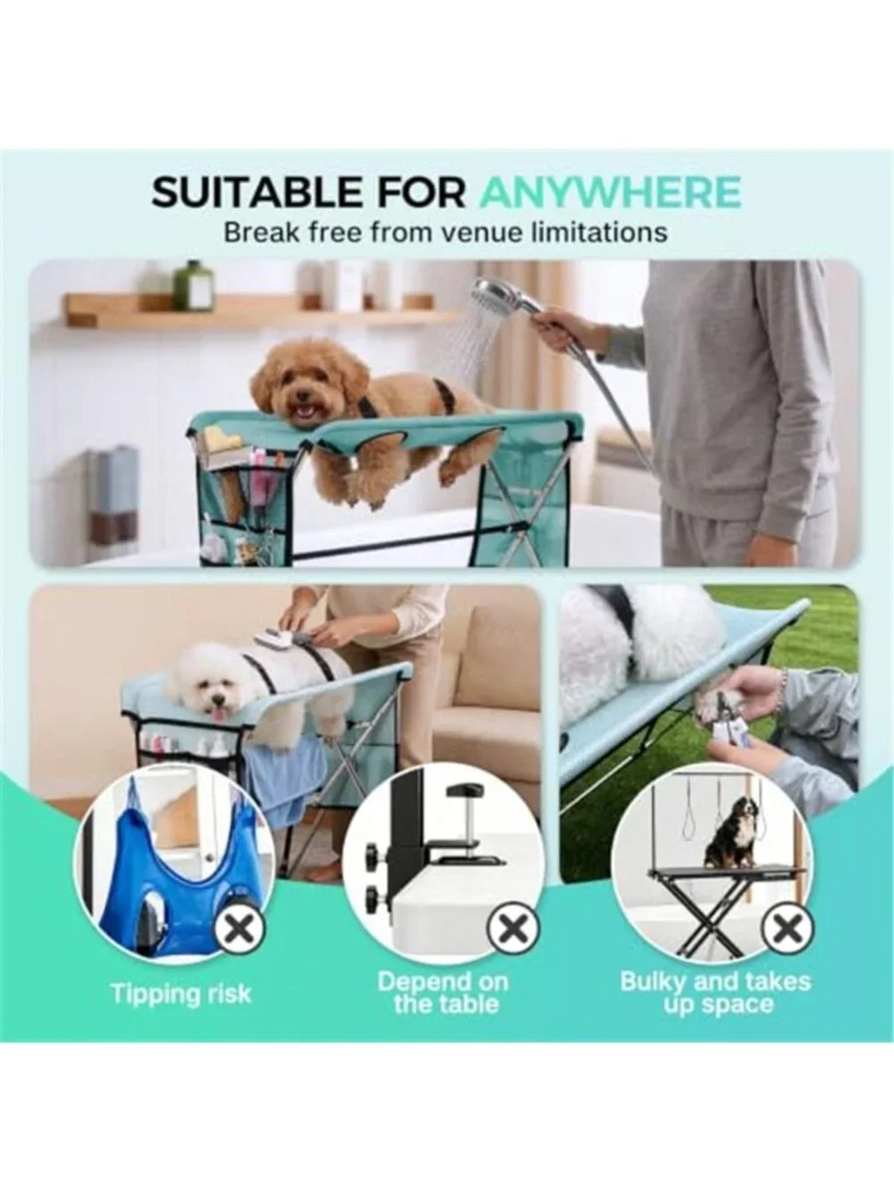 Dog Grooming Hammock with Stand Foldable Pet Grooming Table